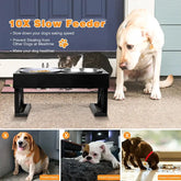 Adjustable Elevated Dog Bowl Stand with Slow Feeder & Mat - pet bowls