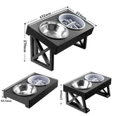 Adjustable Elevated Dog Bowl Stand with Slow Feeder & Mat - pet bowls