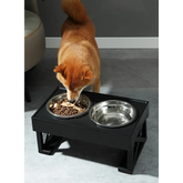 Adjustable Elevated Dog Bowl Stand with Slow Feeder & Mat - pet bowls