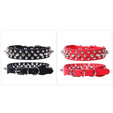 Adjustable Leather Pet Dog collar Neck Strap Supplies PU Leather Punk Rivet Spiked Dog Collar Pet Collars For Small Dog