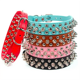 Adjustable Leather Pet Dog collar Neck Strap Supplies PU Leather Punk Rivet Spiked Dog Collar Pet Collars For Small Dog