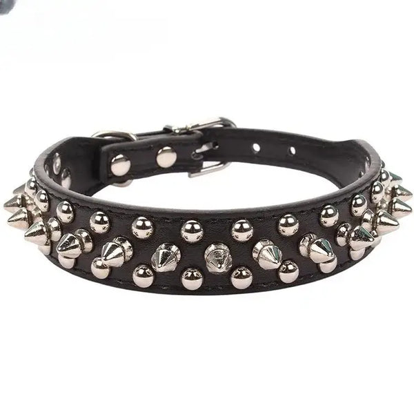 Adjustable Leather Pet Dog collar Neck Strap Supplies PU Leather Punk Rivet Spiked Dog Collar Pet Collars For Small Dog