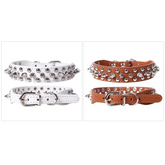 Adjustable Leather Pet Dog collar Neck Strap Supplies PU Leather Punk Rivet Spiked Dog Collar Pet Collars For Small Dog