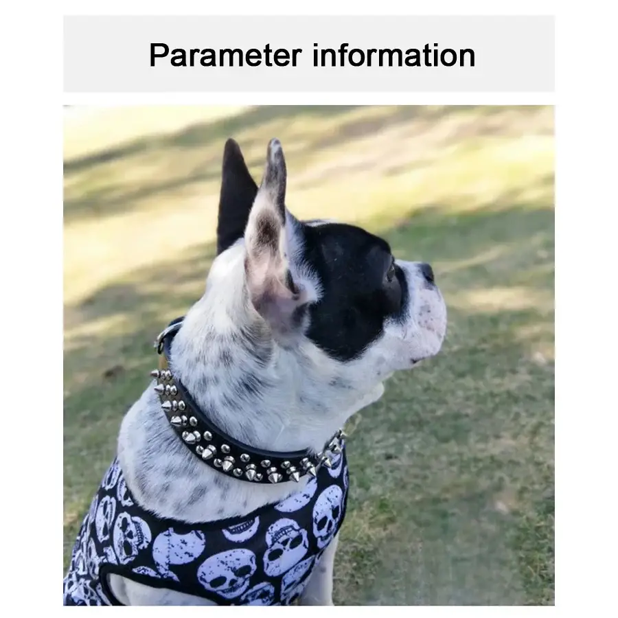 Adjustable Leather Pet Dog collar Neck Strap Supplies PU Leather Punk Rivet Spiked Dog Collar Pet Collars For Small Dog