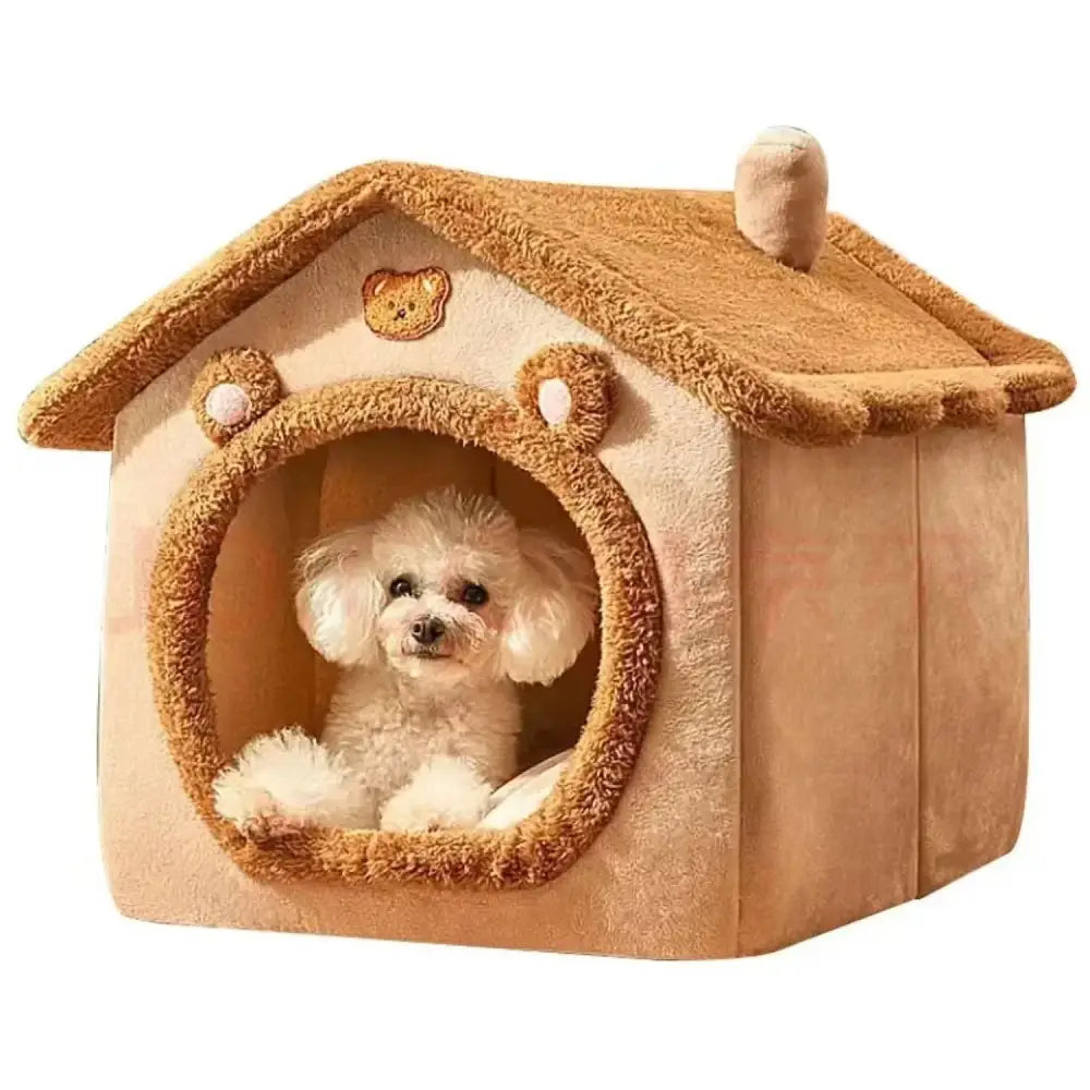 All-Season Indoor Pet Bed with Removable Cushion - brown / S - cat bed