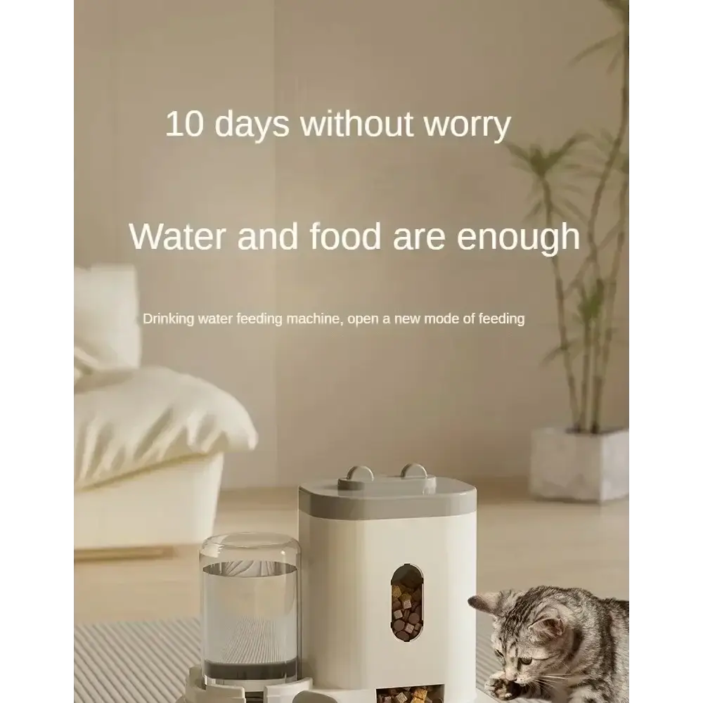 Automatic Pet Feeder & Water Fountain Set - pet feeder