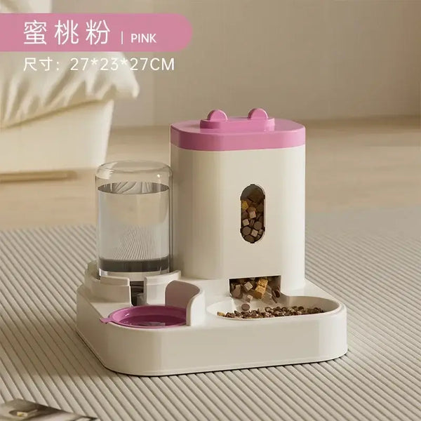 Automatic Pet Feeder & Water Fountain Set - Pink / L / 2L - pet feeder