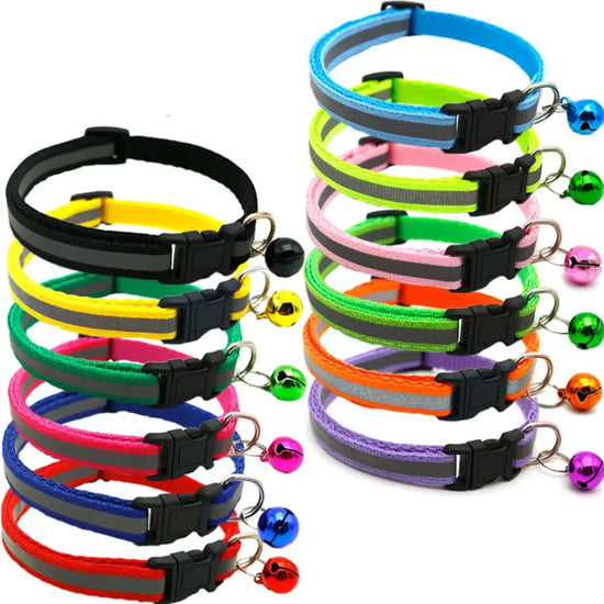 Cat and Dog Universal Reflective Collar Neck Ring Necklace Bell Pet Products Safety Elastic Adjustable Pet Reflective