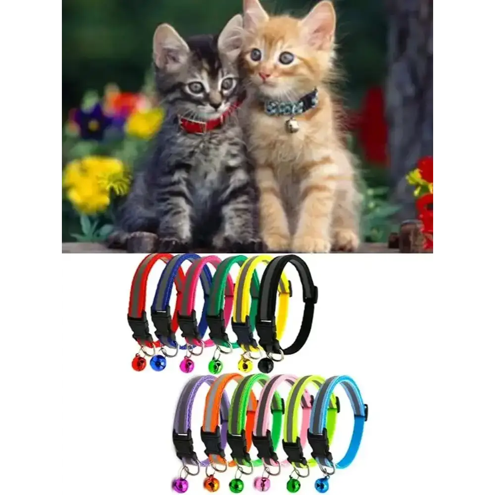Cat and Dog Universal Reflective Collar Neck Ring Necklace Bell Pet Products Safety Elastic Adjustable Pet Reflective