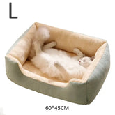 Cat & Dog Bed – Soft Cushion Pet House & Sleeping Basket - Green-L - PET BED