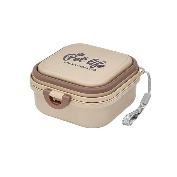 Collapsible Double Pet Travel Bowls – Portable & Durable - khaki - pet water bowl