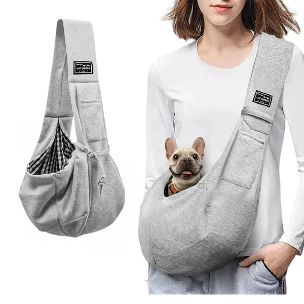 Cotton Pet Sling Bag – Crossbody Dog & Cat Carrier - Gray - pet carrier