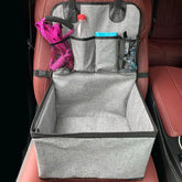 Dog Car Booster Seat with Storage Pockets - GRAY - puppy car booster