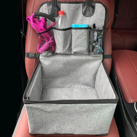 Dog Car Booster Seat with Storage Pockets - GRAY - puppy car booster