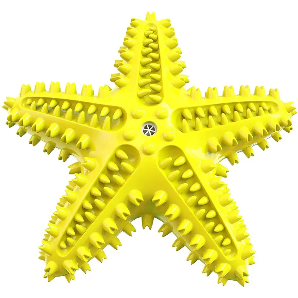 Dog Chew Toys Natural Rubber Starfish-Shaped Dog Toys Interactive Treats Squeaky Dog Toothbrush Cleaner Teething Toys