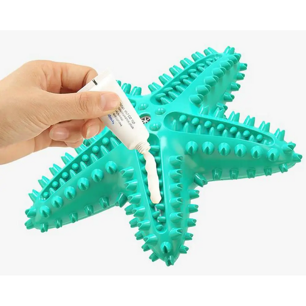 Dog Chew Toys Natural Rubber Starfish-Shaped Dog Toys Interactive Treats Squeaky Dog Toothbrush Cleaner Teething Toys