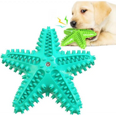 Dog Chew Toys Natural Rubber Starfish-Shaped Dog Toys Interactive Treats Squeaky Dog Toothbrush Cleaner Teething Toys