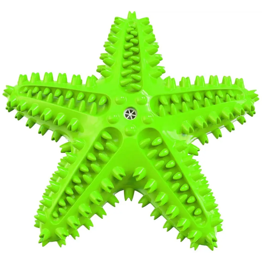 Dog Chew Toys Natural Rubber Starfish-Shaped Dog Toys Interactive Treats Squeaky Dog Toothbrush Cleaner Teething Toys