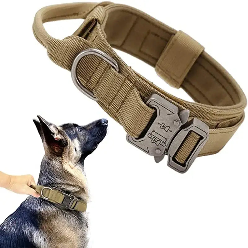 Durable Tactical Dog Collar and Leash Adjustable Military Pet Collar Leash Medium Large Dog German Shepherd Training
