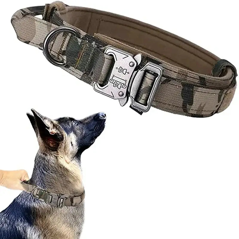 Durable Tactical Dog Collar and Leash Adjustable Military Pet Collar Leash Medium Large Dog German Shepherd Training