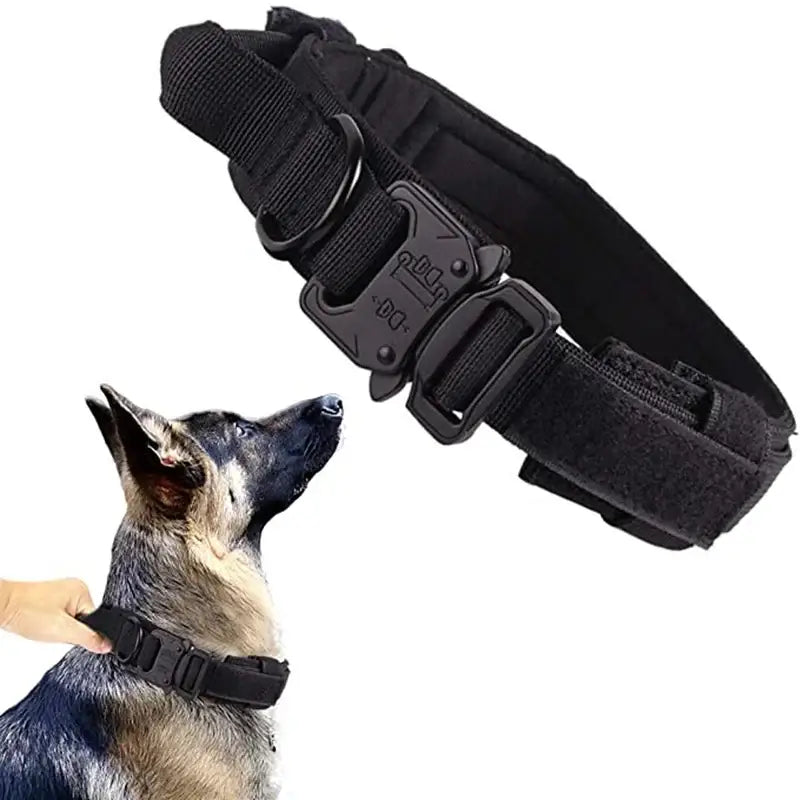Durable Tactical Dog Collar and Leash Adjustable Military Pet Collar Leash Medium Large Dog German Shepherd Training