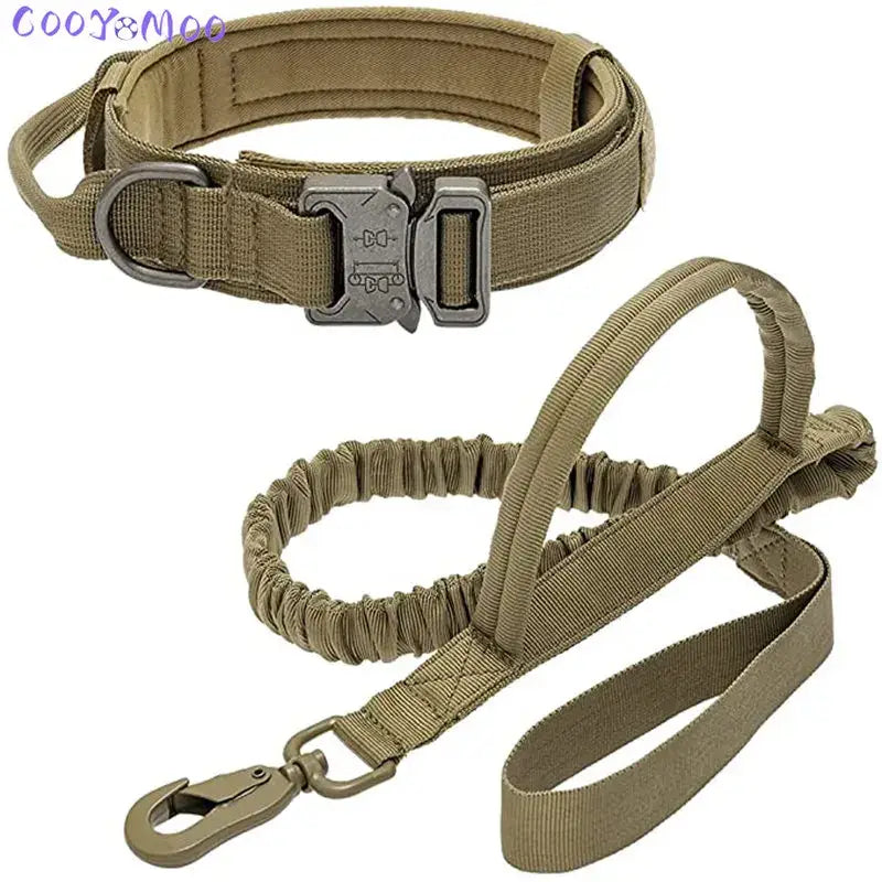 Durable Tactical Dog Collar and Leash Adjustable Military Pet Collar Leash Medium Large Dog German Shepherd Training