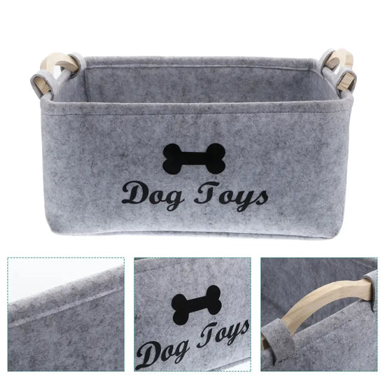 Felt Pet Toy Storage Basket - grey