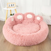 Fluffy Dog Bed – Large & Small Pet Sofa Kennel Mat for Dogs & Cats - Pink / M 60cm