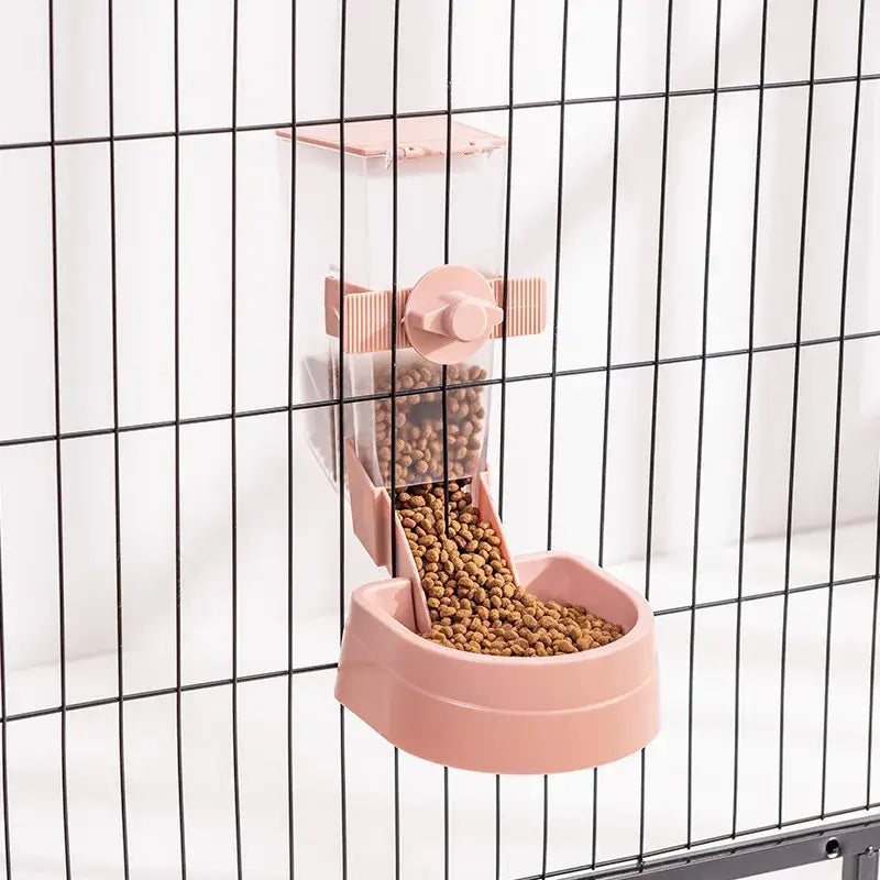 Hanging Automatic Pet Feeder & Water Dispenser - food feeder pink - bird feeder