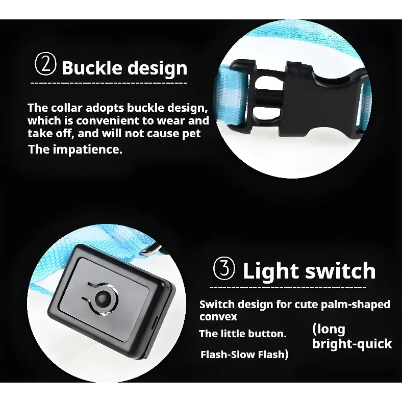 LED Nylon Dog Collar – Glow in the Dark - pet collar