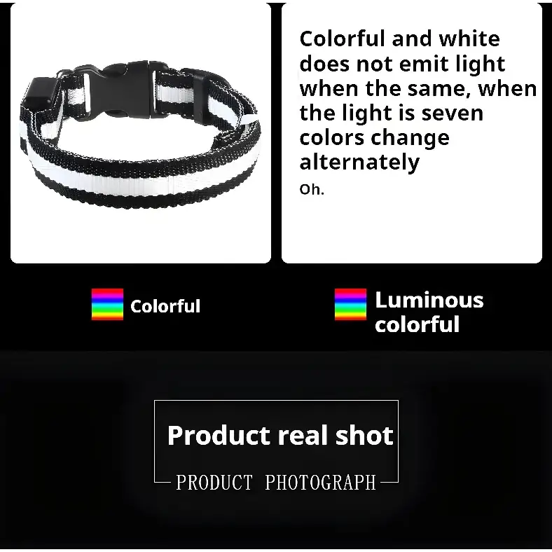 LED Nylon Dog Collar – Glow in the Dark - pet collar