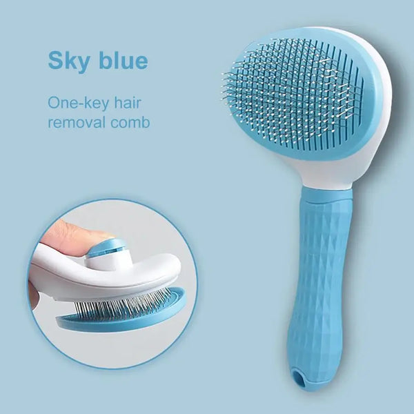 Long Hair Pet Grooming & Hair Remover Brush - Blue - pet brush