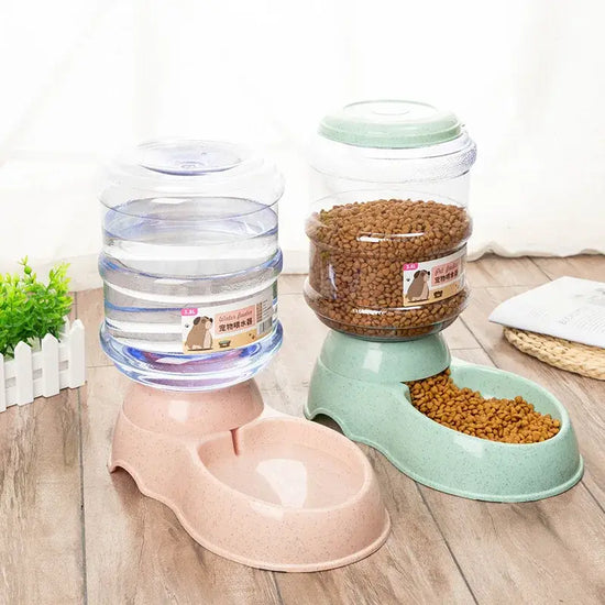  Pet Feeder Bowl with Automatic Water Dispenser – Dual Bowl Set for Dogs and Cats, Food and Water Station