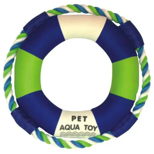 Pet Life ’Life Raver’ Rounded Squeaking and Jute Rope Floating Dog Toy