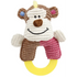 Pet Life ’Ring-O-Round’ Plush Squeaking and Rubber Teething Newborn Puppy Dog Toy - Pink / Brown