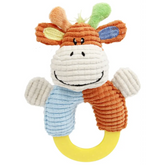 Pet Life ’Ring-O-Round’ Plush Squeaking and Rubber Teething Newborn Puppy Dog Toy - Blue / Orange