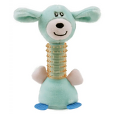 Pet Life Totty-Chew’ Plush and Rubber Squeaking Newborn Teething Cat and Dog Toy - Blue