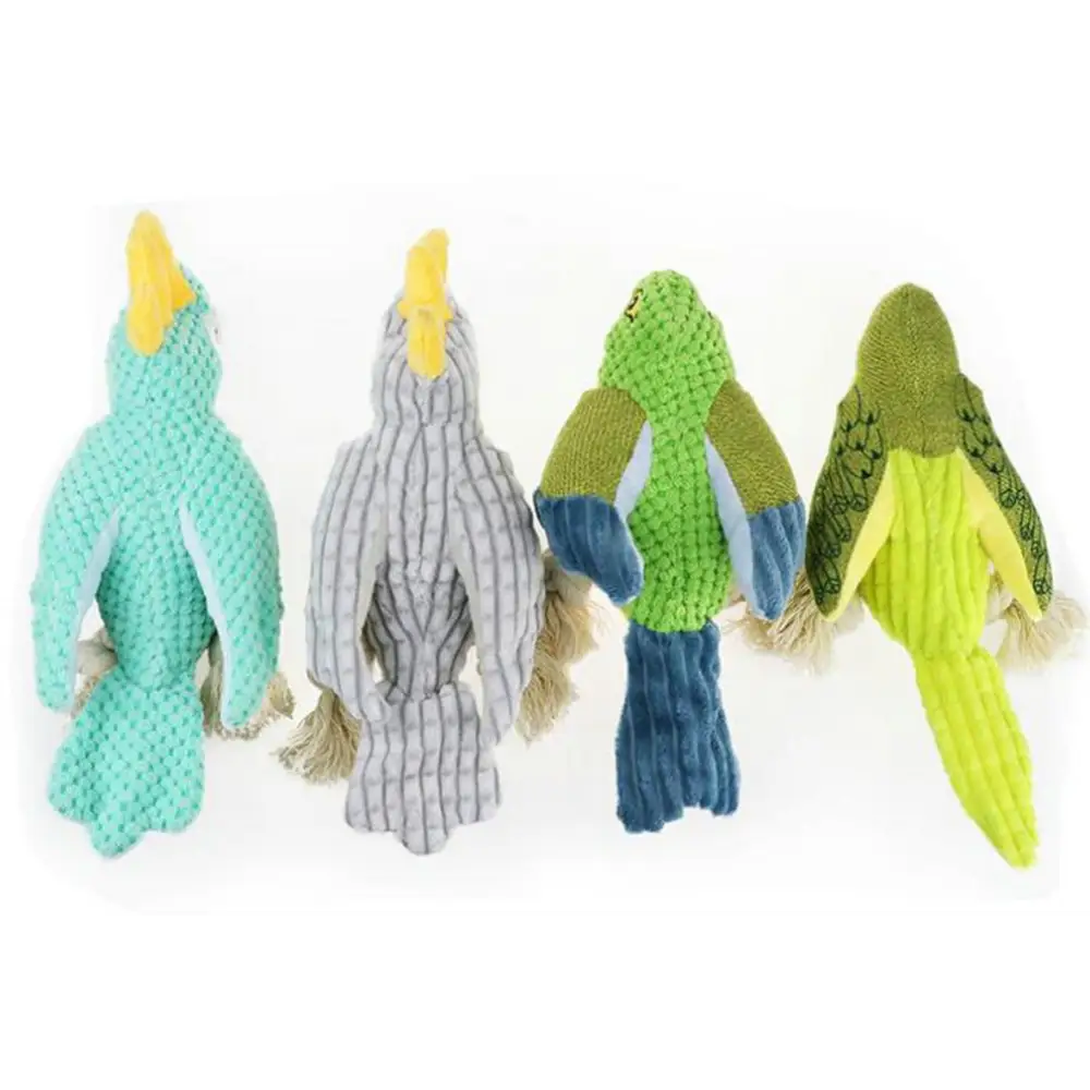 Pet Squeaky Toy Dog Toys Bite Resistant Plush Parrot Shaped Dog Rope Toys Chew Toy with Sound - Green