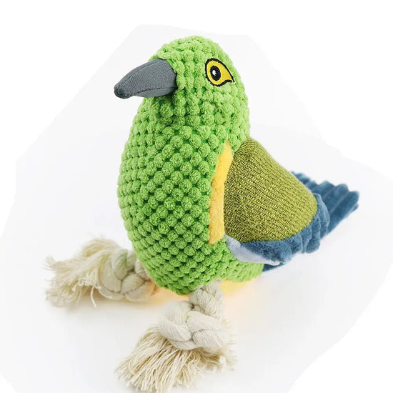 Pet Squeaky Toy Dog Toys Bite Resistant Plush Parrot Shaped Dog Rope Toys Chew Toy with Sound - Green