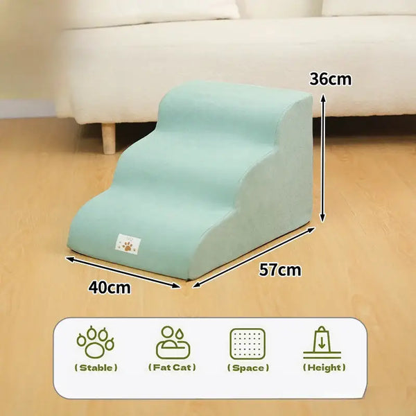 Pet Stairs & Ramp – Memory Foam Washable Cover - Blue-3 - Pet stairs