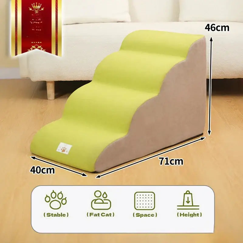 Pet Stairs & Ramp – Memory Foam Washable Cover - Yellow-4 - Pet stairs
