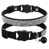 Pink Suede Rhinestone Cat Collar with Bell - cat collar