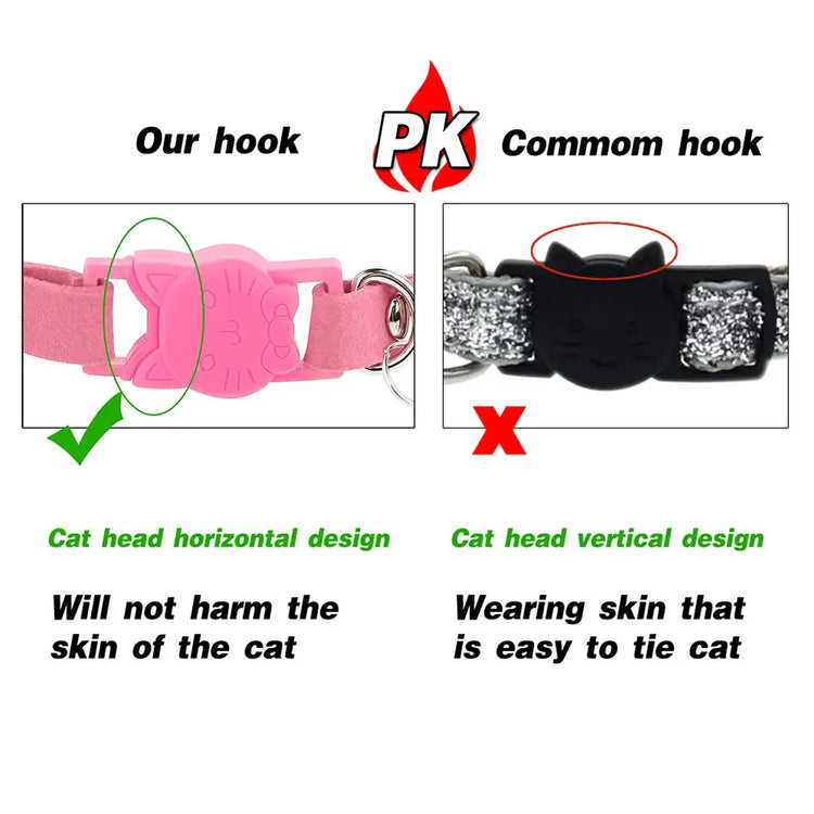 Pink Suede Rhinestone Cat Collar with Bell - cat collar