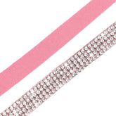 Pink Suede Rhinestone Cat Collar with Bell - cat collar