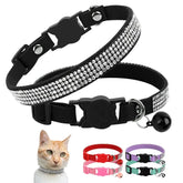 Pink Suede Rhinestone Cat Collar with Bell - cat collar