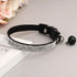 Pink Suede Rhinestone Cat Collar with Bell - XS / Black - cat collar