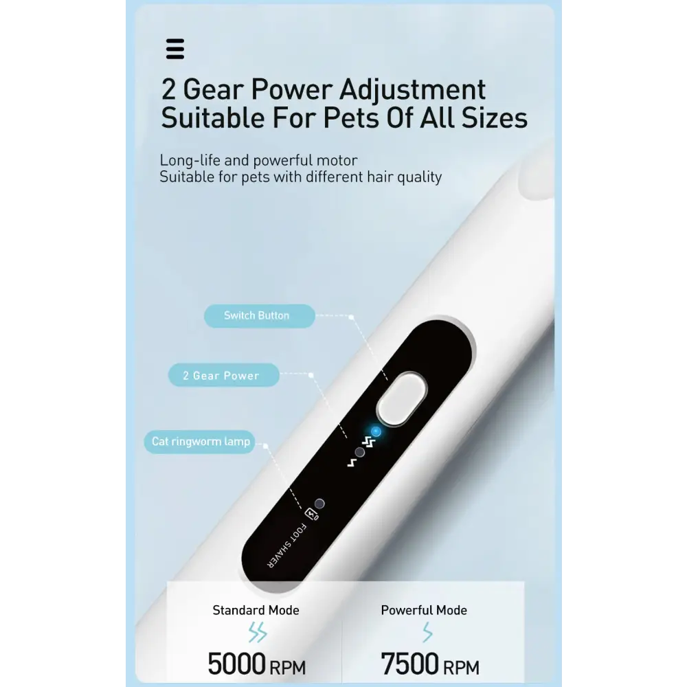 ROJECO Pet Hair Trimmer with LED Light - White / CHINA - dog hair trimmer