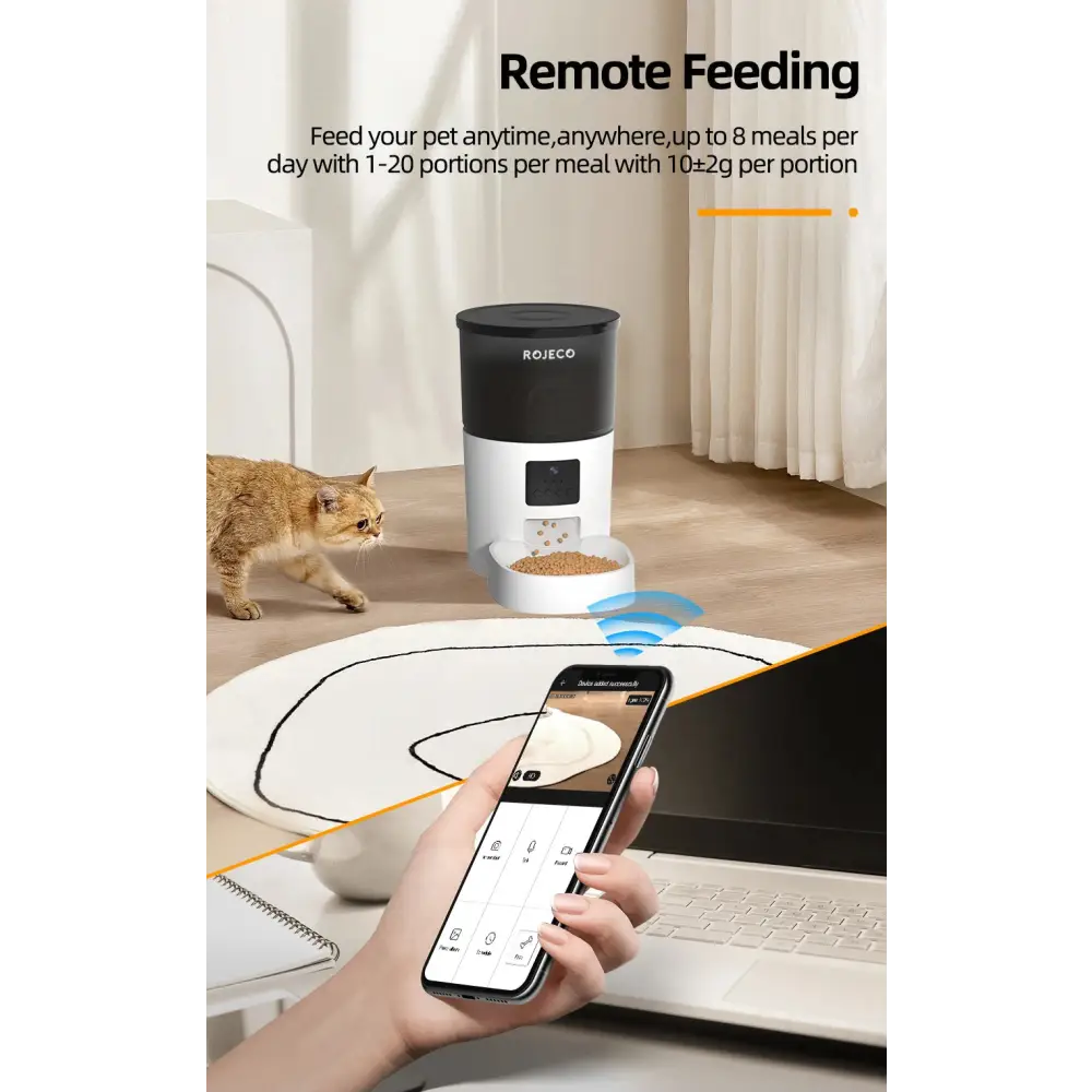 ROJECO Smart Feeder with Camera & Voice Control - 3L Camera Version - cat feeder