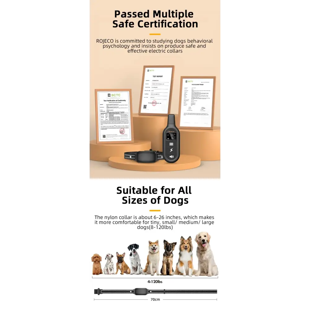 ROJECO Waterproof Dog Training Collar with Remote - Dog training collar