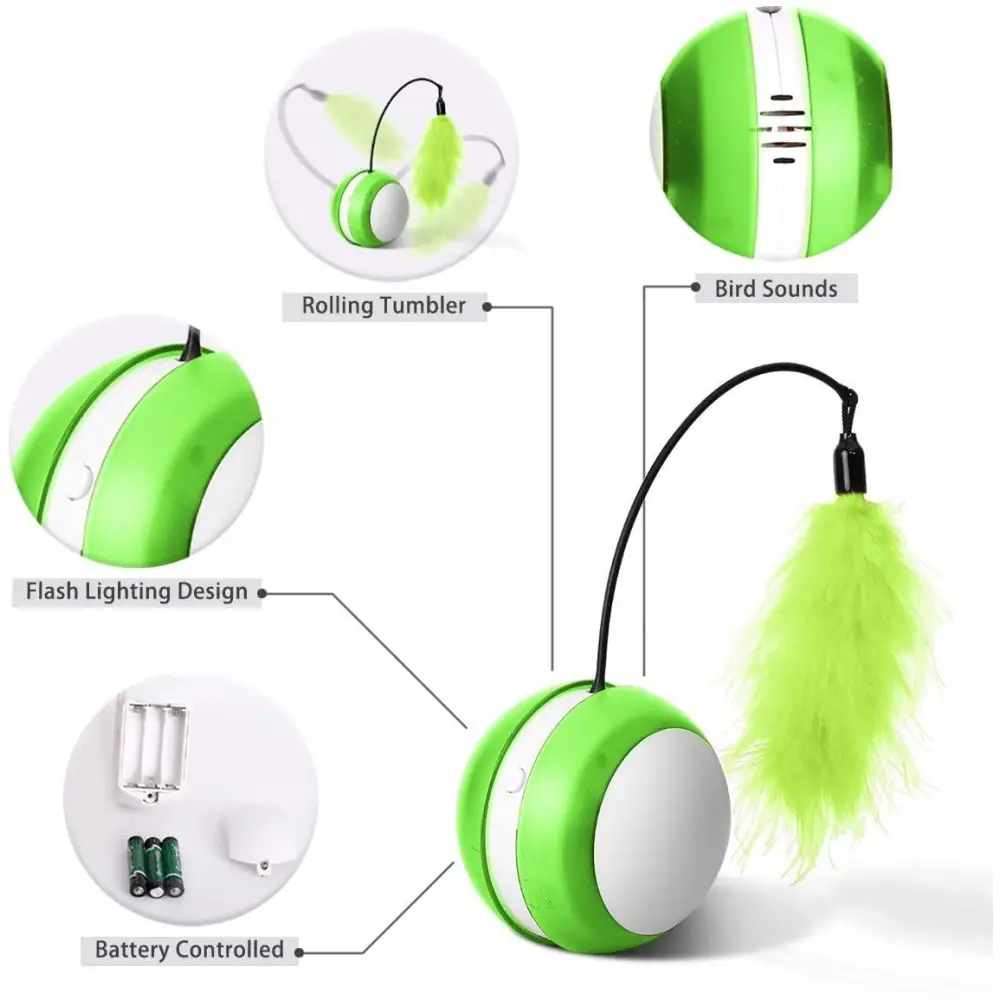 Rolling Pet Toys Interactive 360 Degree Automatic Self Rotating LED Light Sound Cat Chaser Ball Exercise